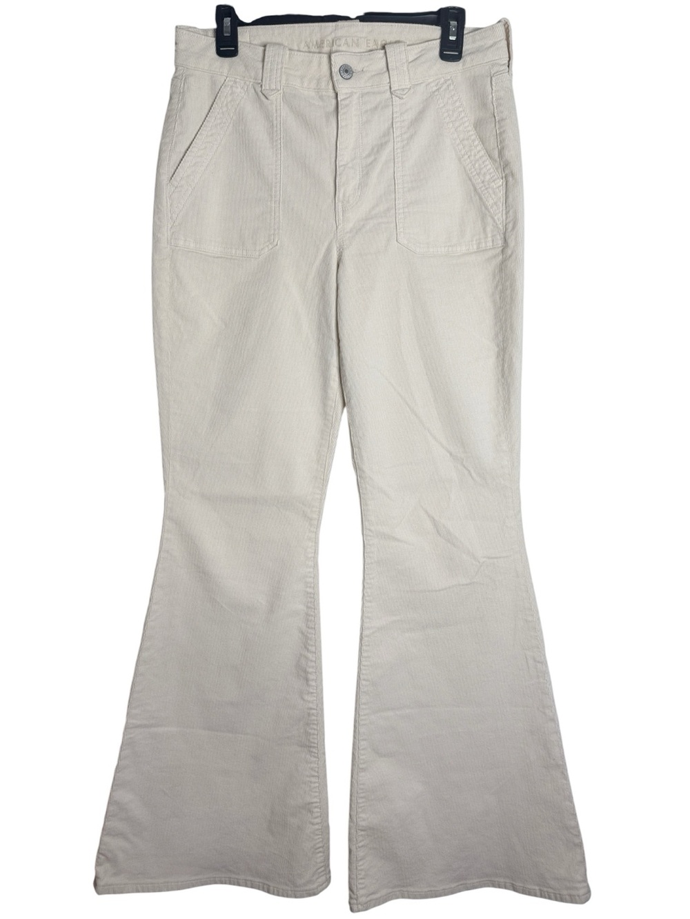 American Eagle Outfitters Festival Flare Stretch Corduroy Pants Cream sz 10 long